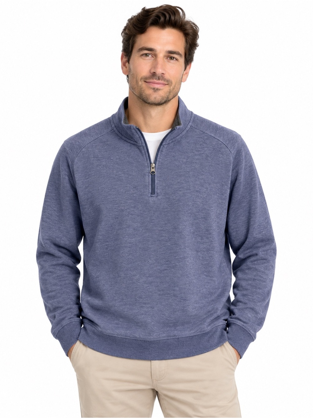 English Laundry Men’s XL Blue Quarter Zip Pullover Cotton Modal EUC